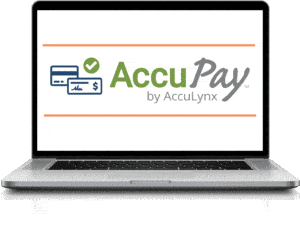Laptop with the contractor payment platform AccuPay displaying.