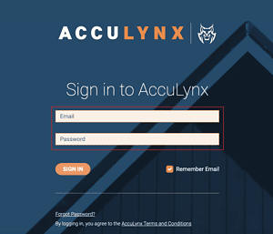 acculynx sign in screen