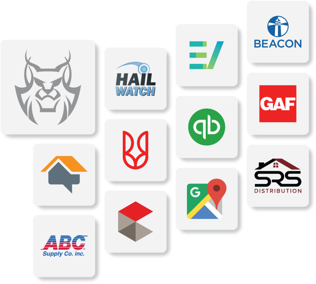 Logos of AccuLynx's various roofing integrations