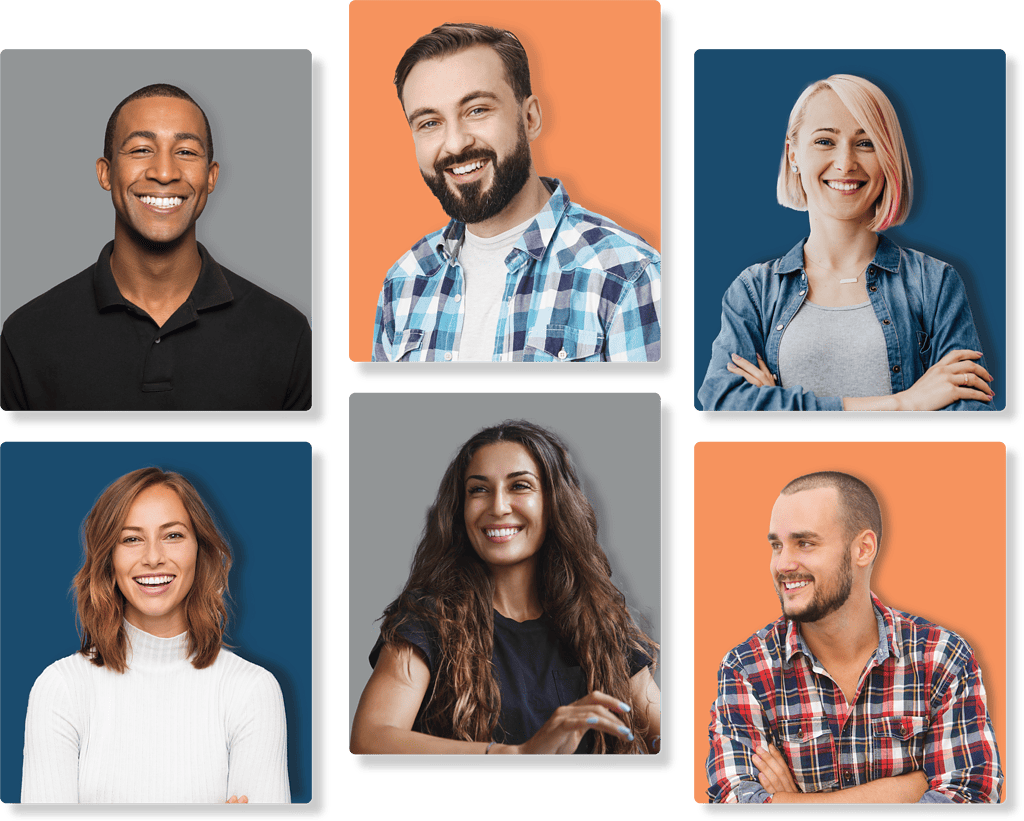 Portraits of 3 men and 3 women.