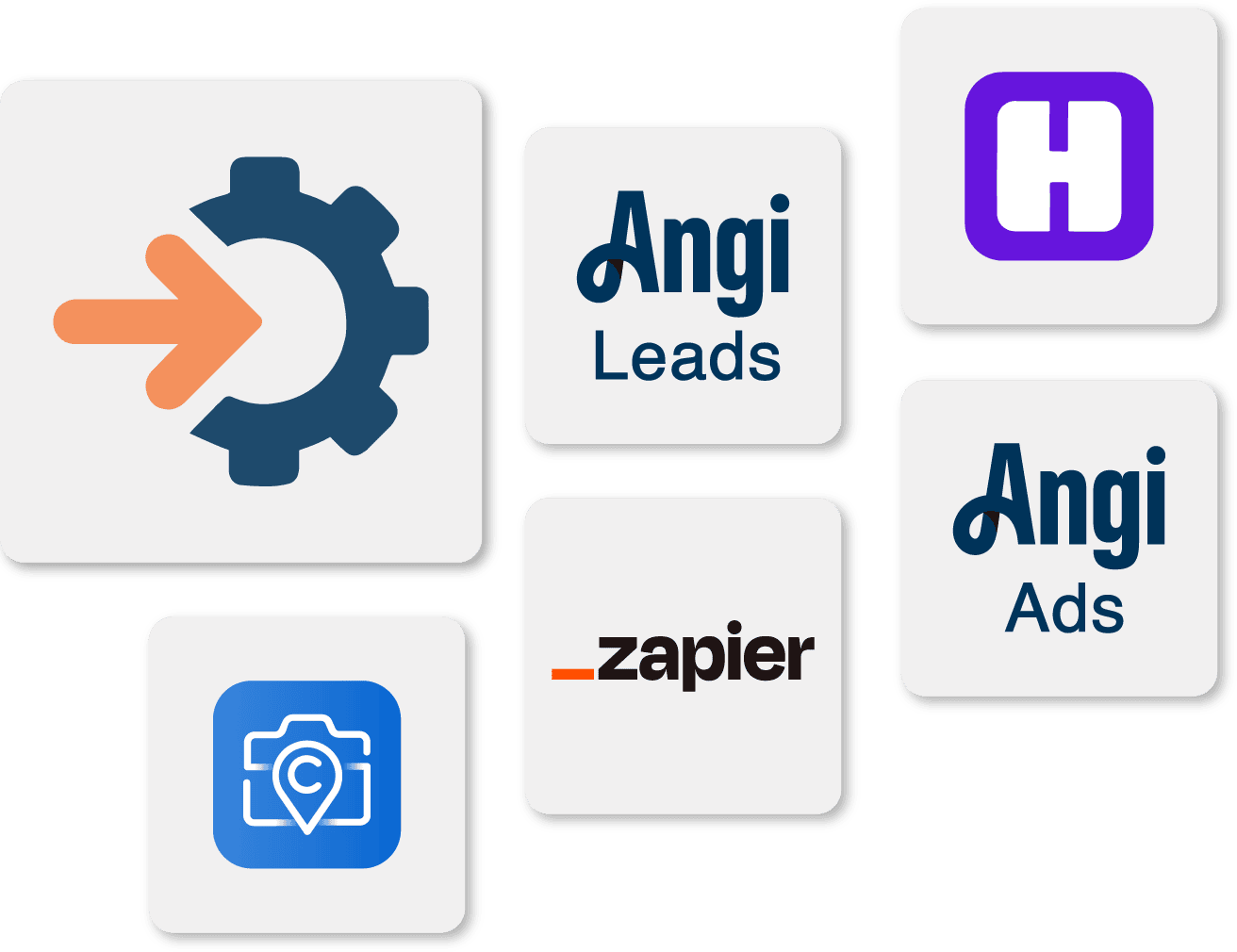 AccuLynx AppConnections includes Angi Leads, Hatch, CompanyCam, Zapier, and Angi Ads