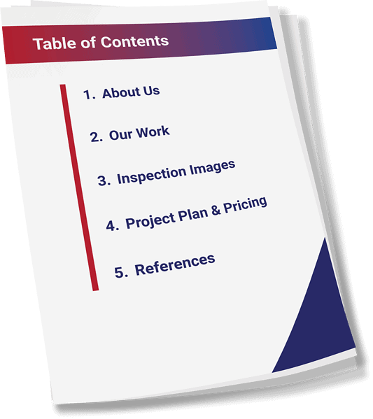 A roofing quote's table of contents page.
