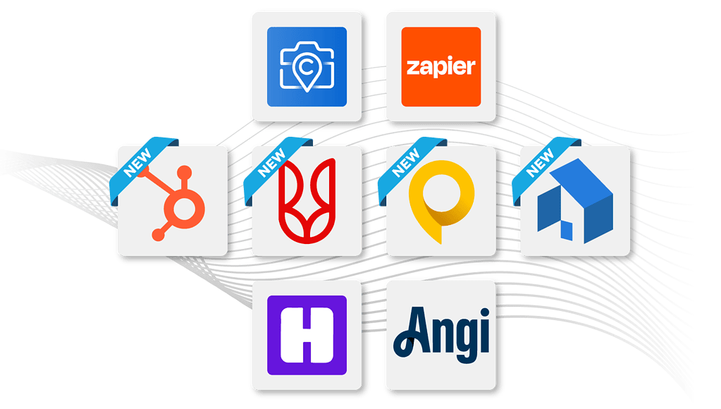 AccuLynx has app connections with CompanyCam, Zapier, HubSpot, SalesRabbit, Spotio, Hover, Hatch, and Angi.