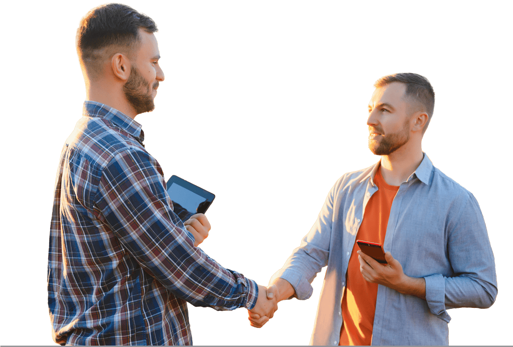 Two men shaking hands.