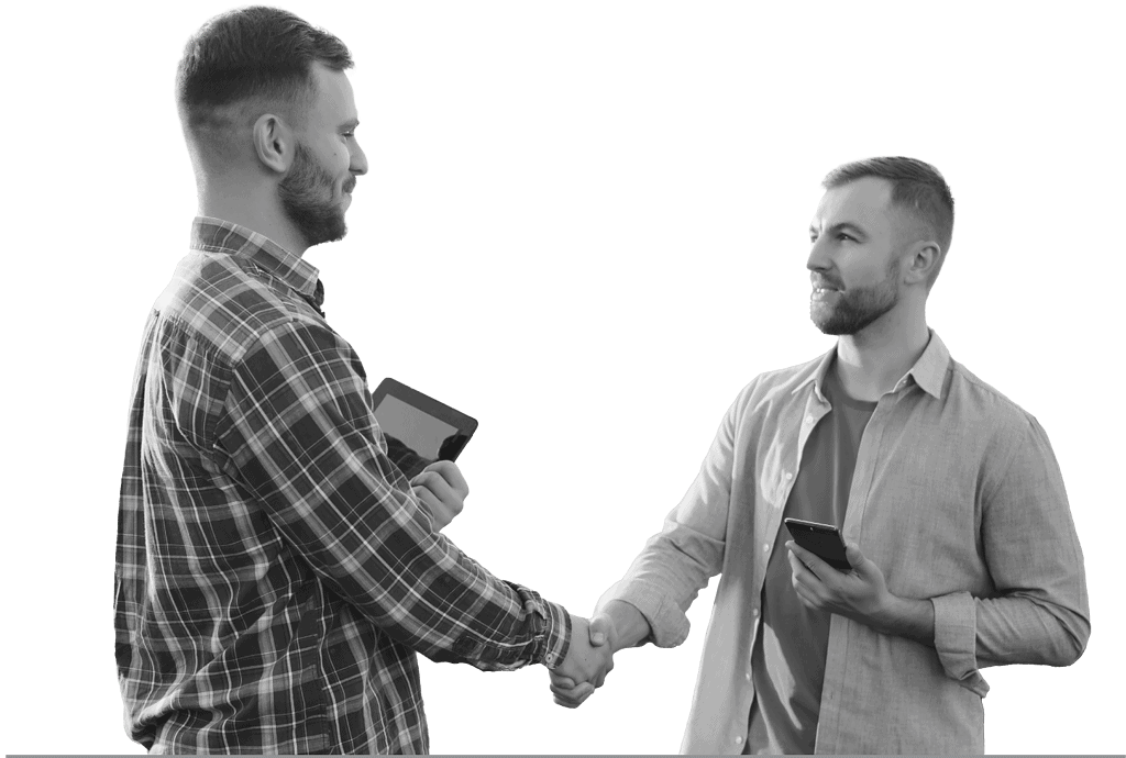 Two men shaking hands.