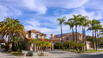 Red tile roof on a California house