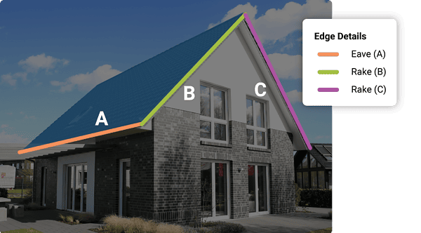 Diagram of roof planes to calculate square footage.